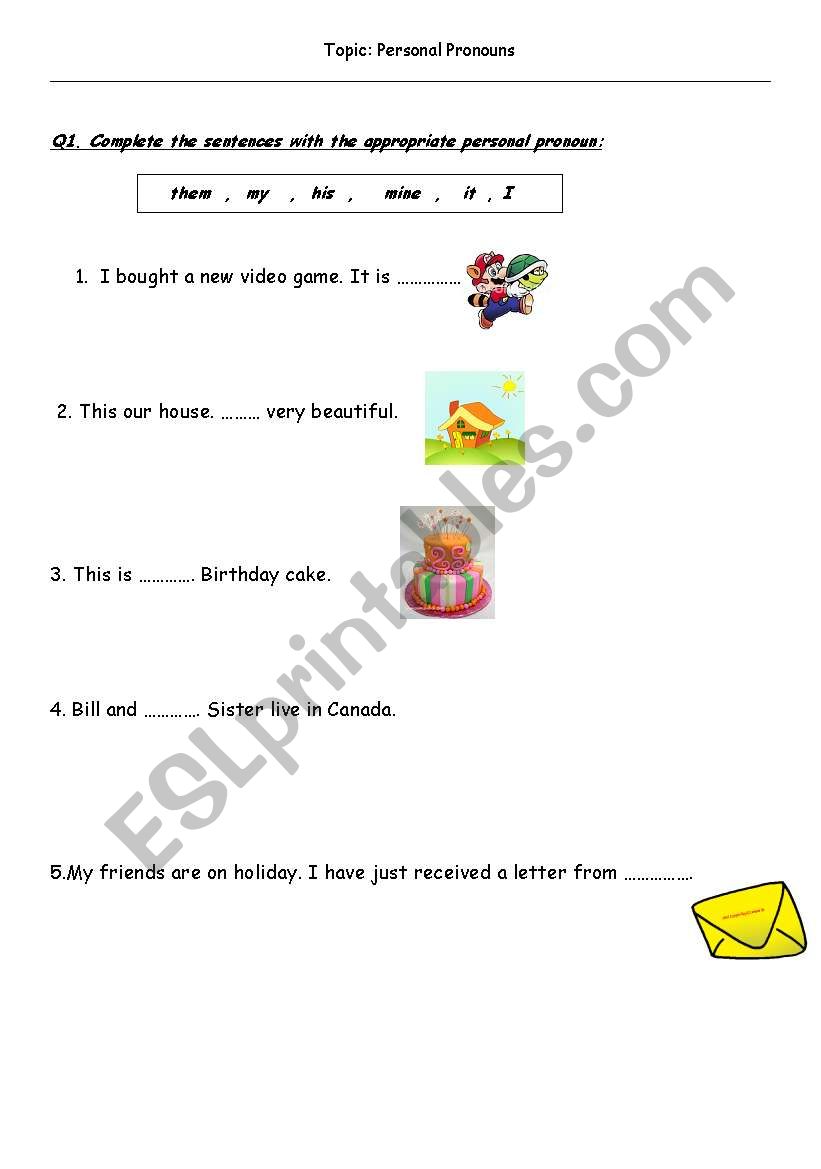 personal pronouns worksheet