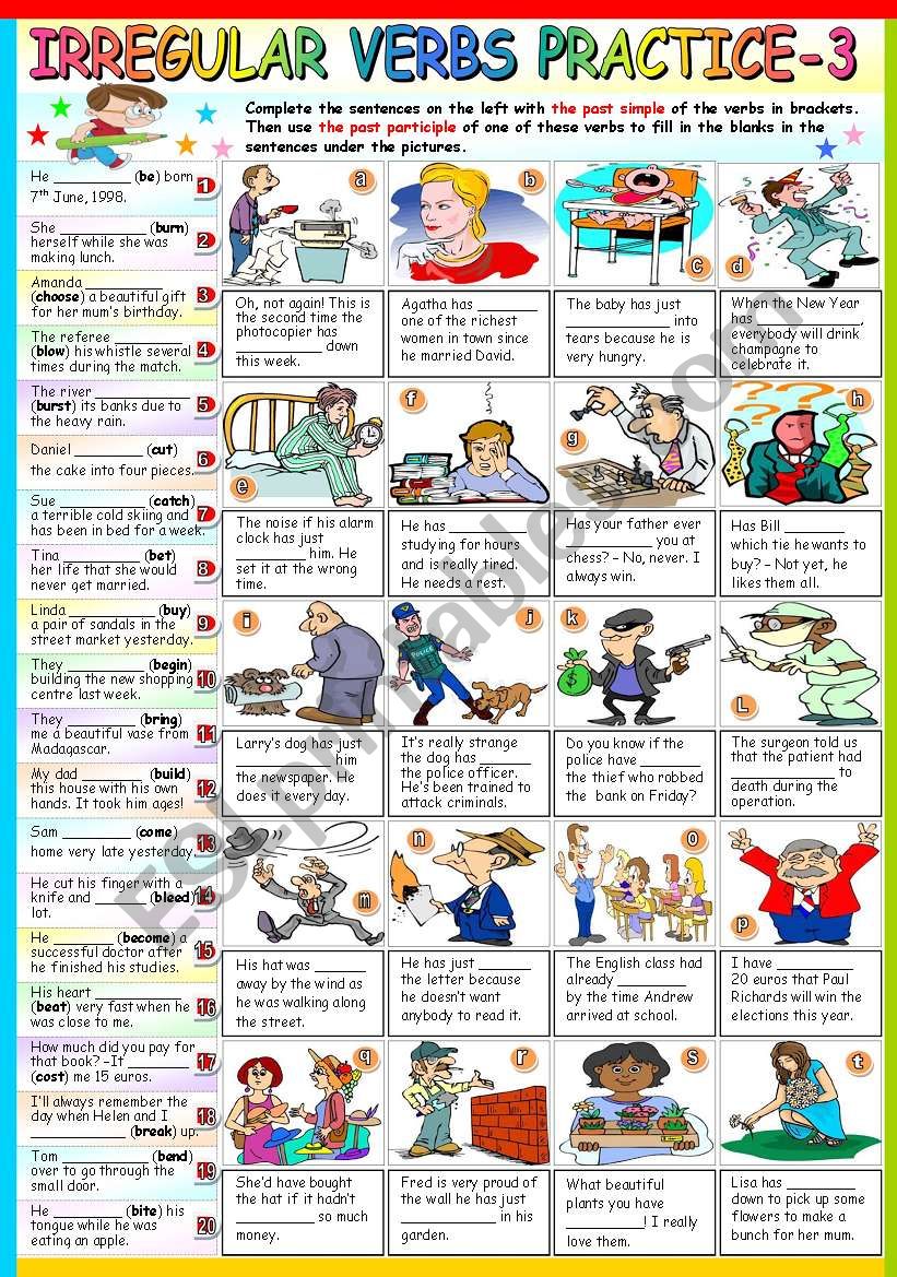 IRREGULAR VERBS PRACTICE (3)- KEY INCLUDED