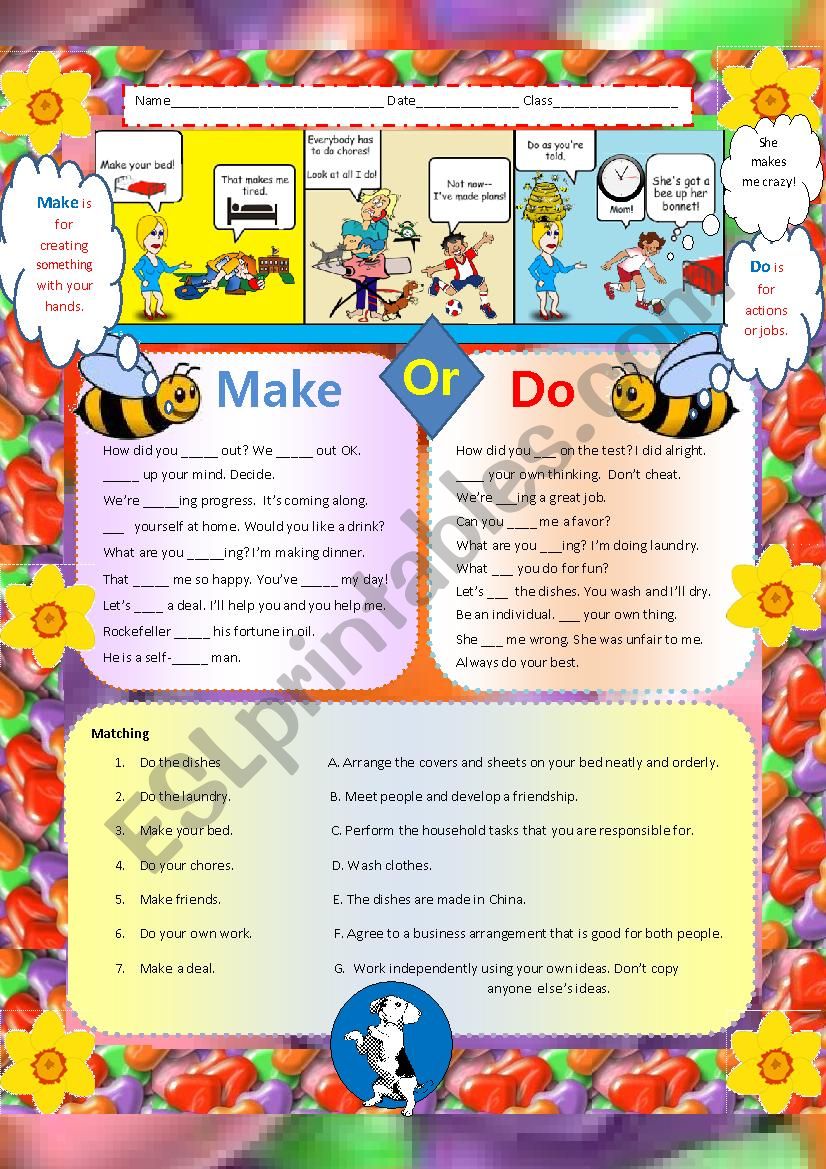 Make or Do worksheet