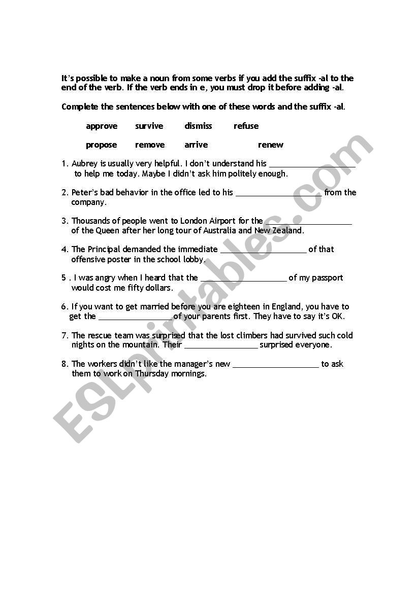 Suffixes and Prefixes worksheet