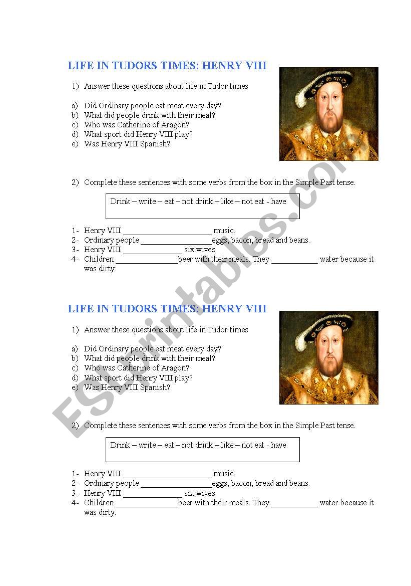 LIFE IN TUDORS TIME- HENRY VIII