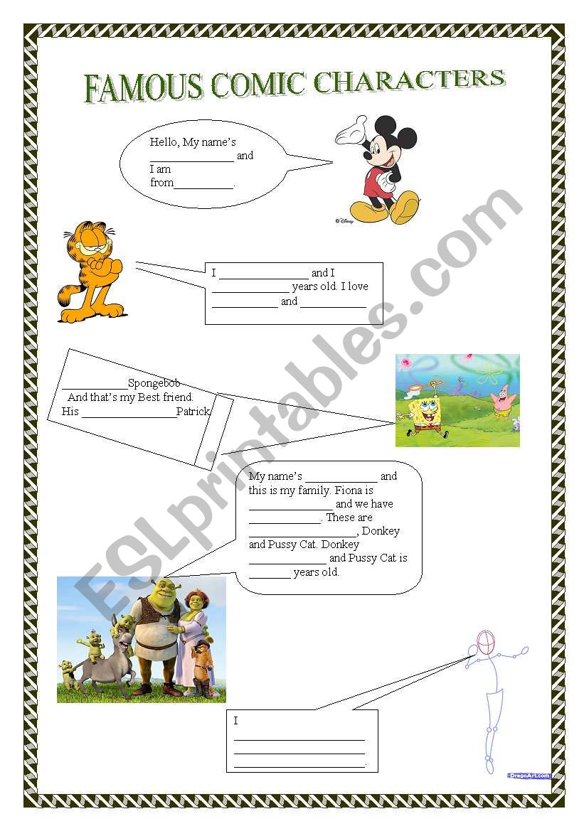 Famous Comis Characters worksheet