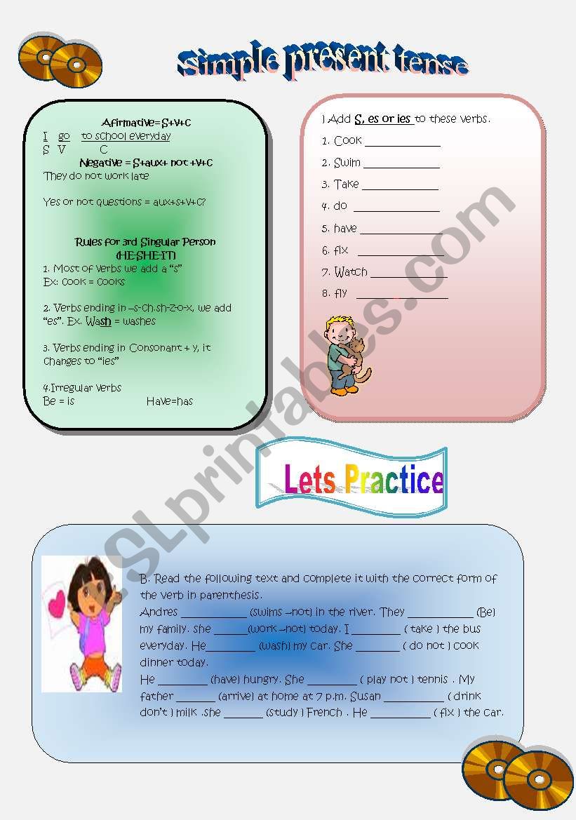 Simple Present  Rules worksheet