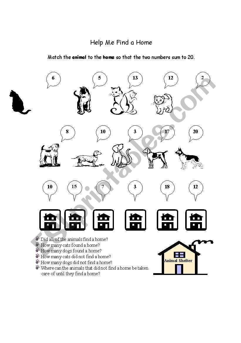 Animals and Numbers (math) worksheet