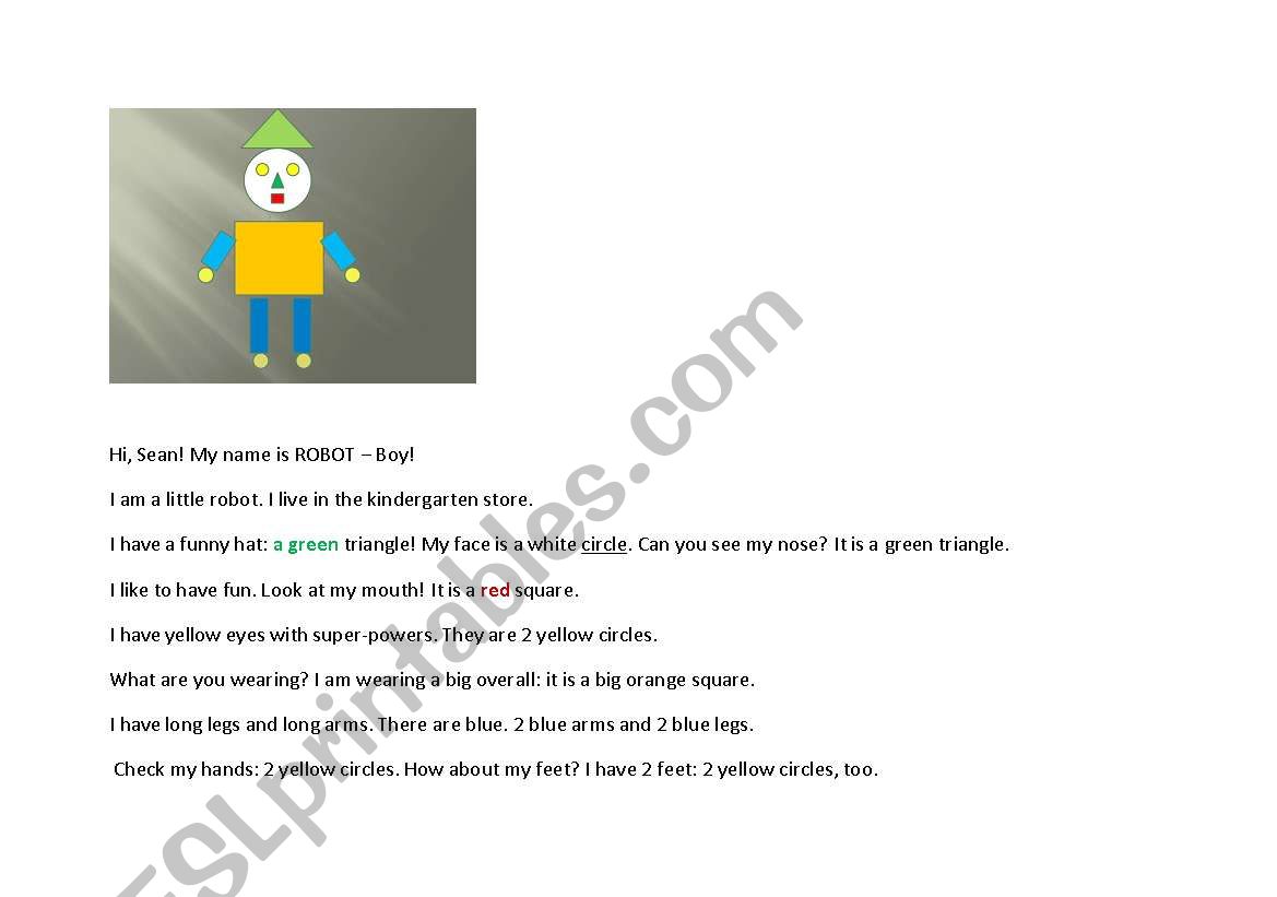 Robot boy - worksheet worksheet