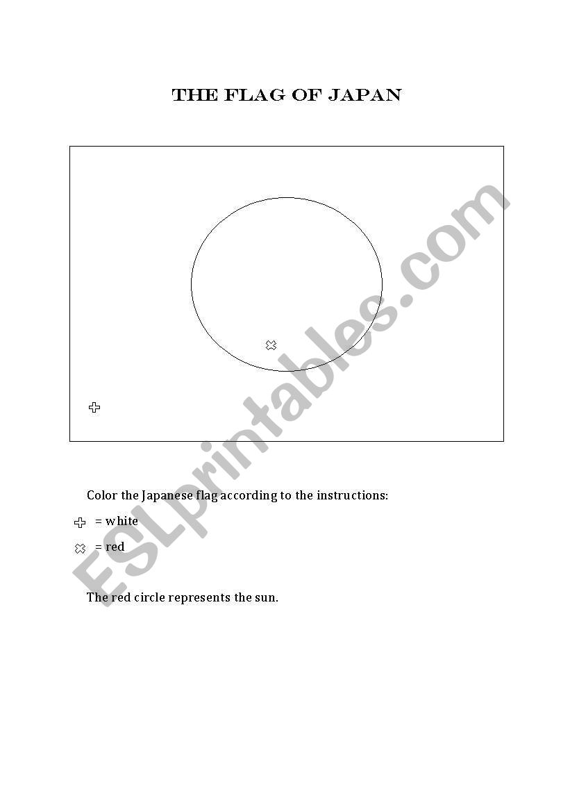 The flag of Japan worksheet