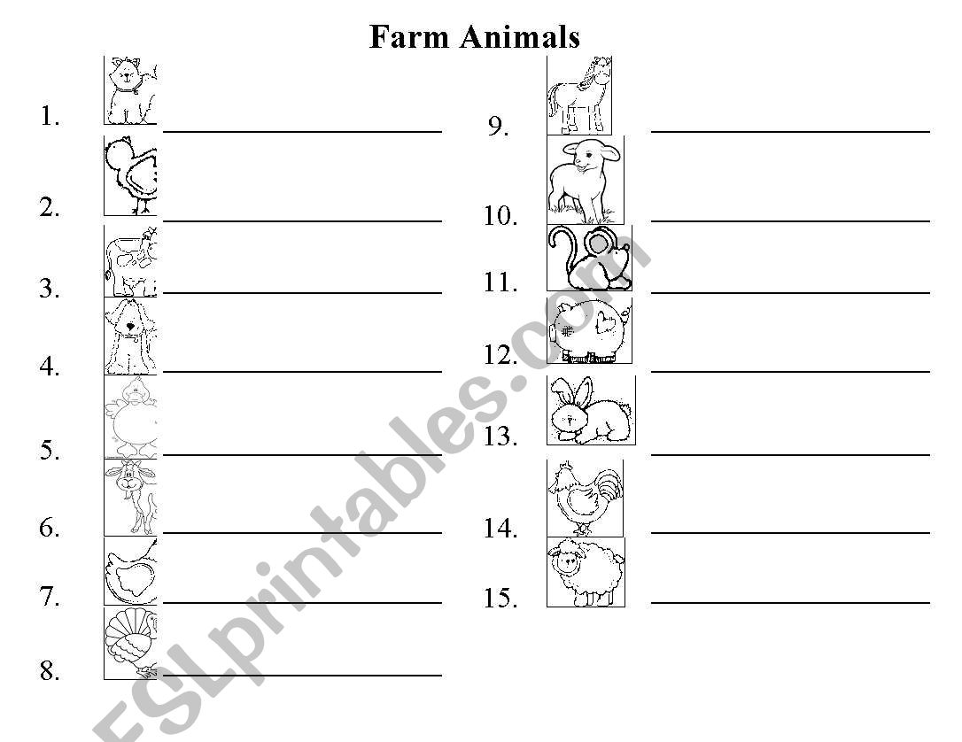 Farm animals worksheet