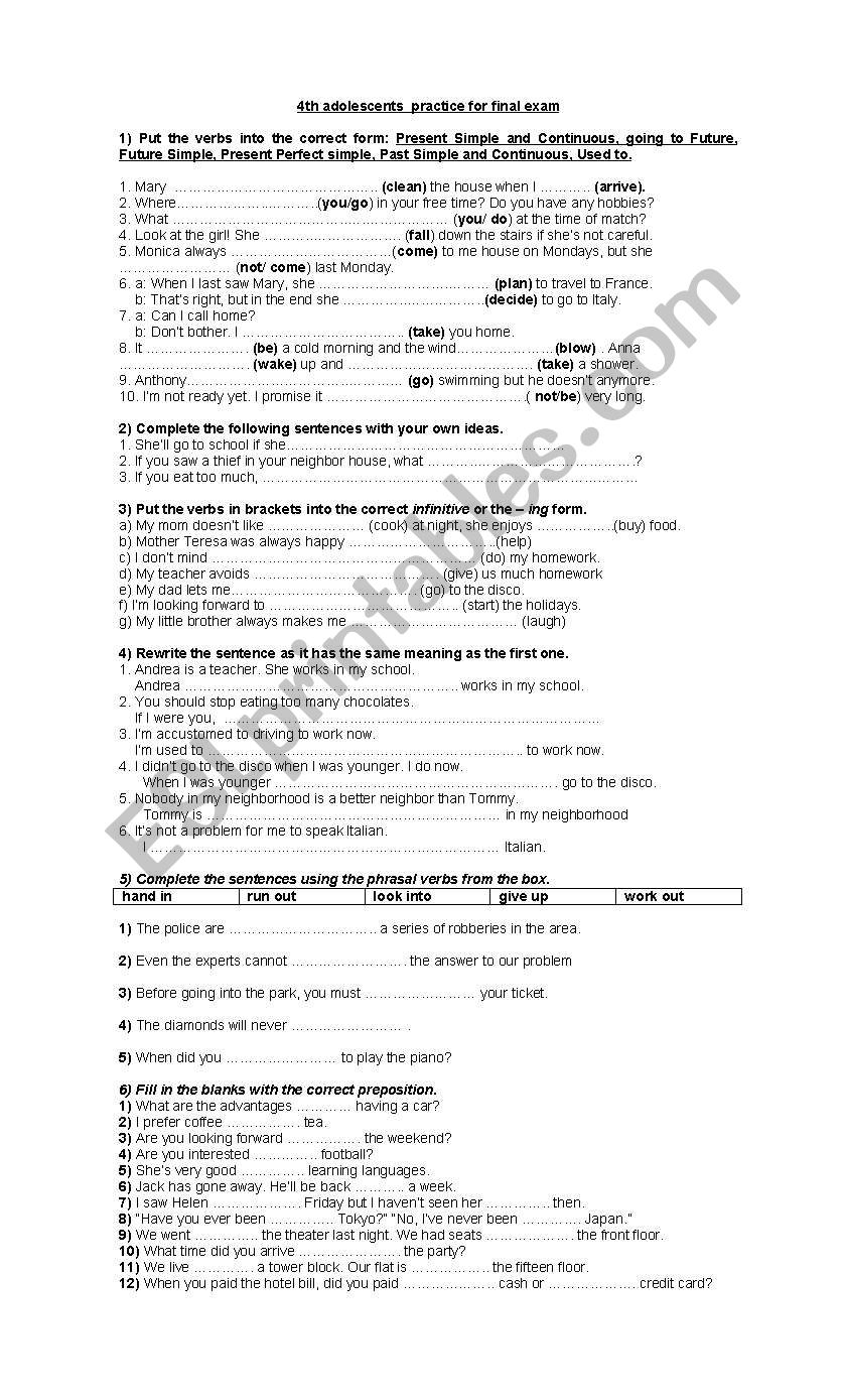 practice worksheet