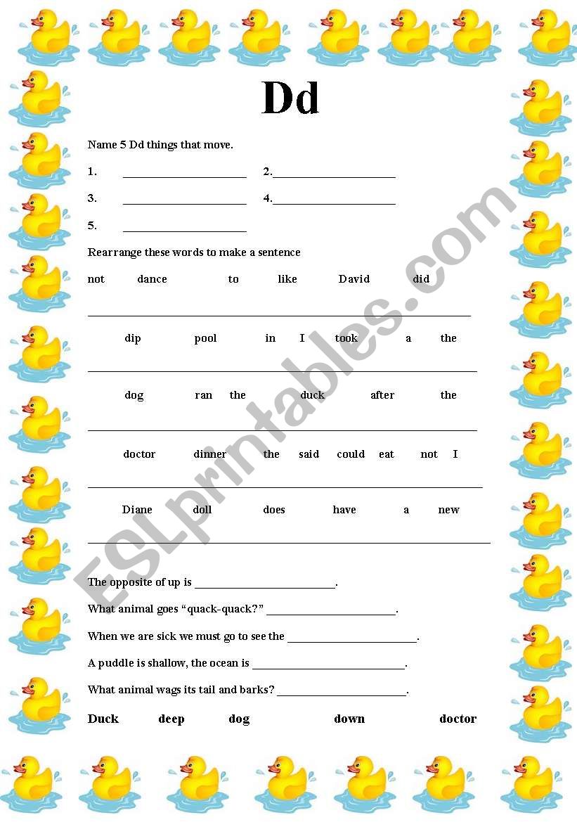 The D sound worksheet worksheet