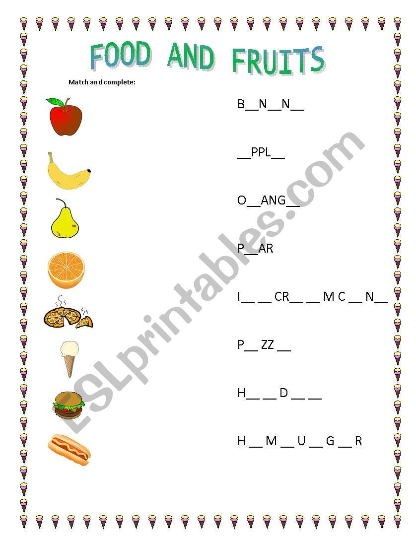 Fruits and Food worksheet