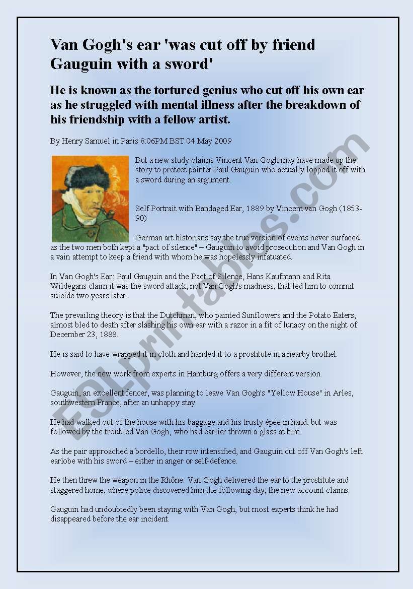 Van GoghÂ´s Ear...did Gauguin cut it off?