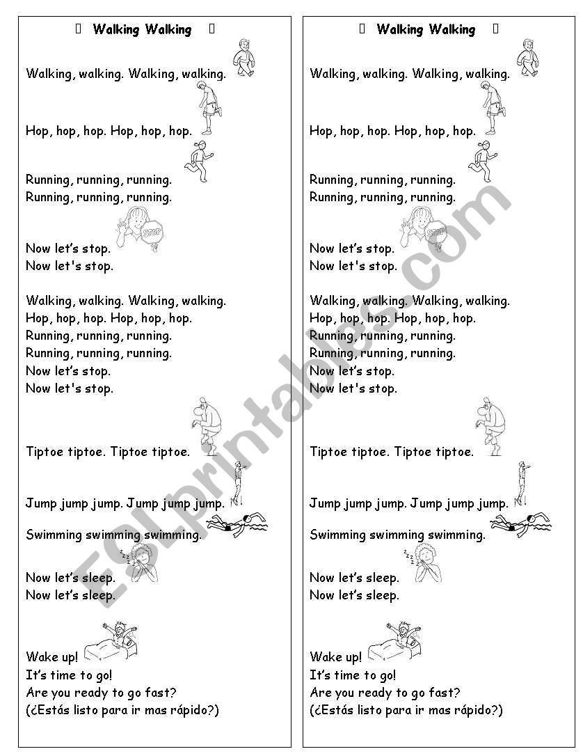 Walking Walking worksheet