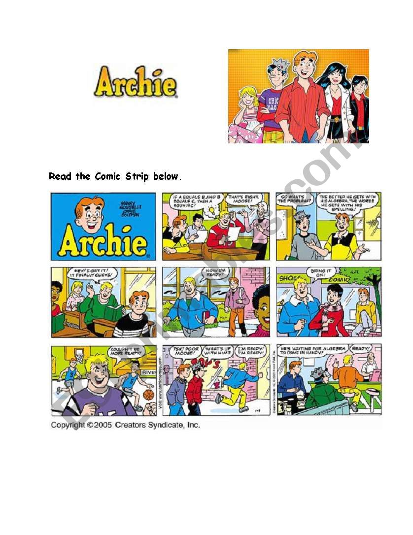 Archie Comic Strip worksheet