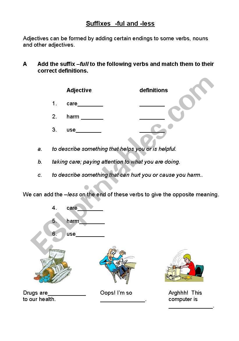 Adjectives Suffixes worksheet
