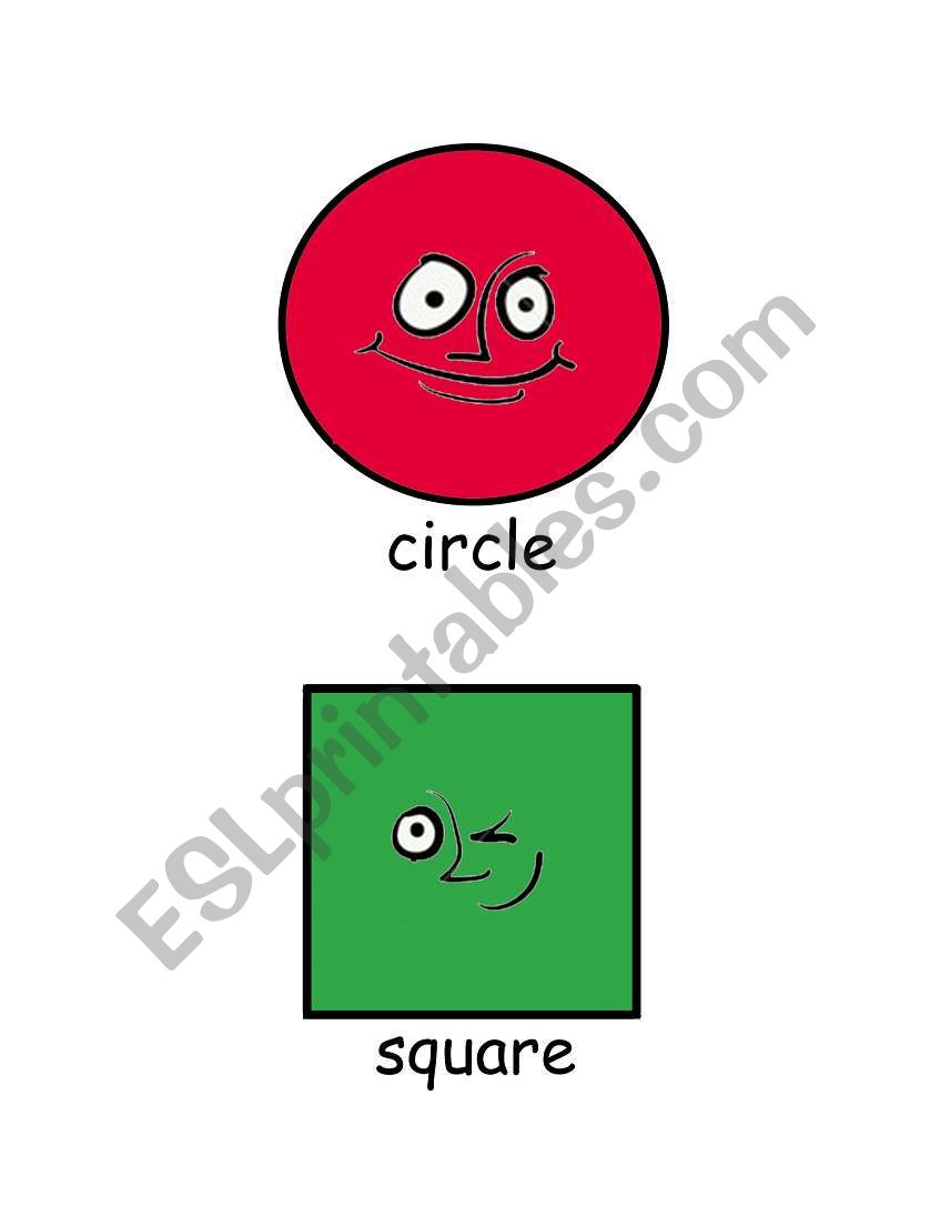 Shapes with funny faces flashcards
