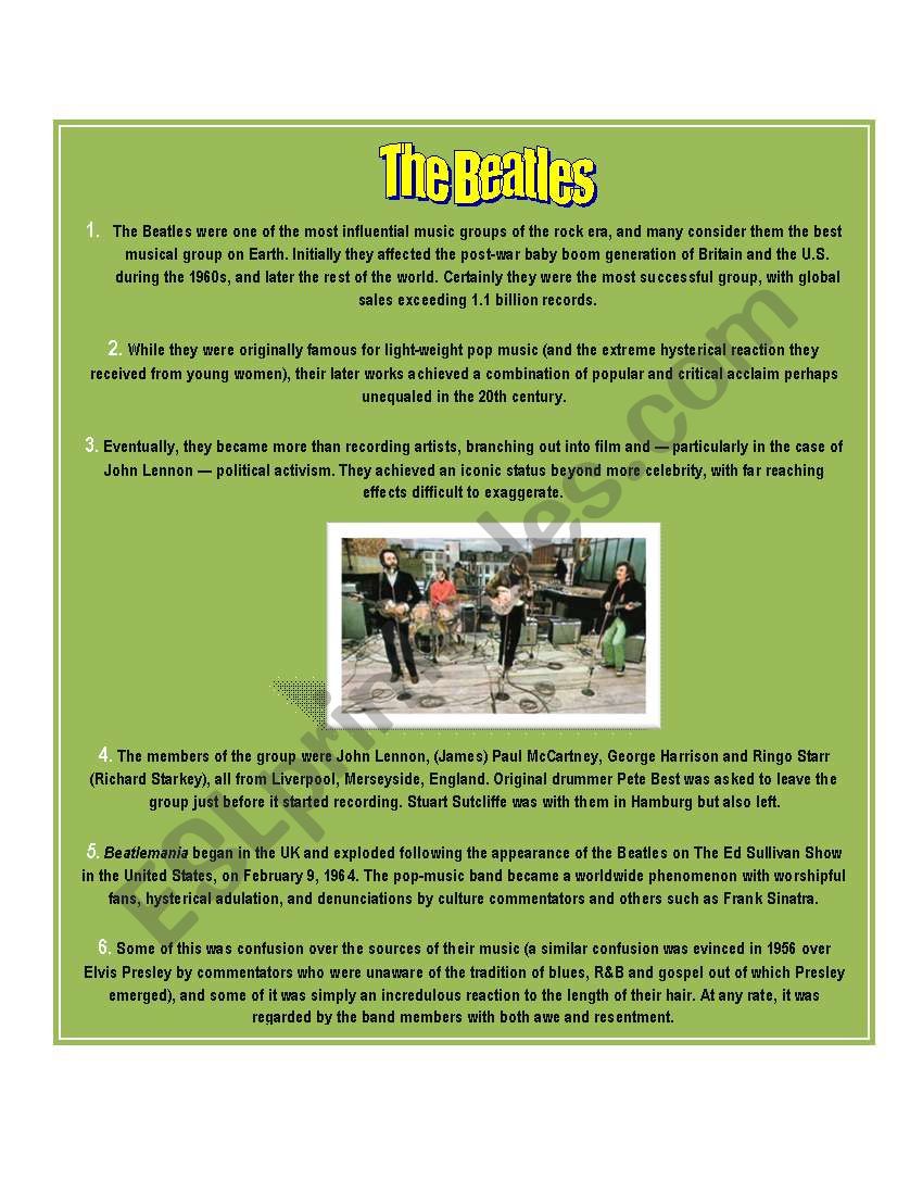 The Beatles Reading + Activity