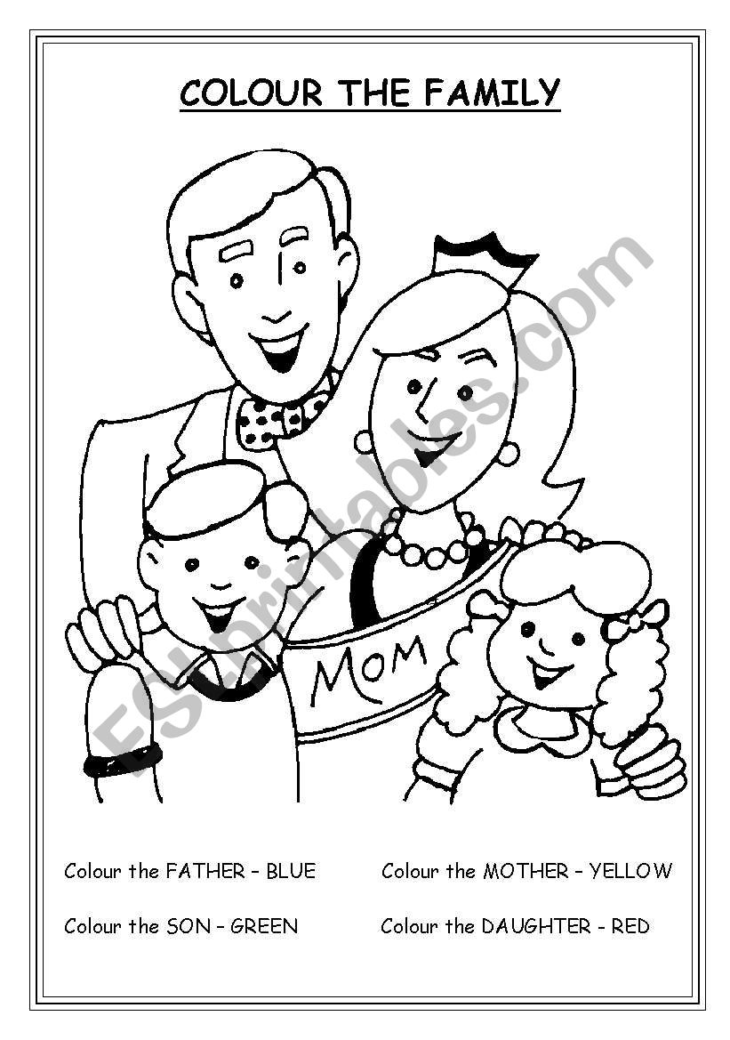 COLOUR THE FAMILY worksheet