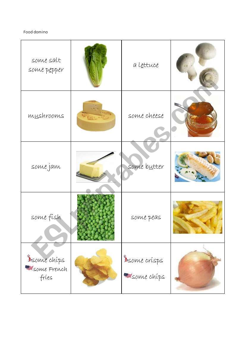 Food Dominoes / Memory Game worksheet