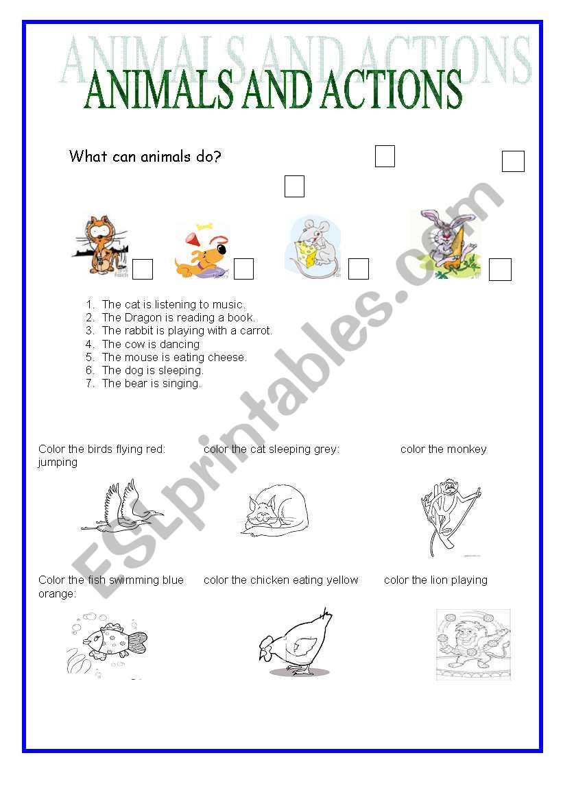 What can animals do? worksheet