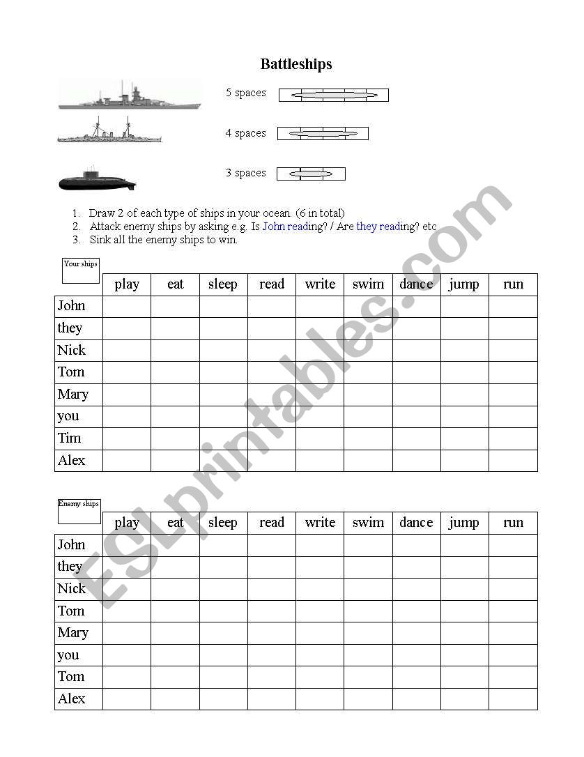 Battleship-Present continuous game