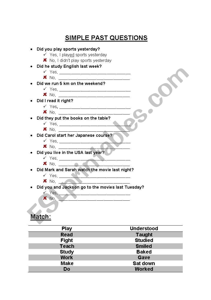 PAST SIMPLE (REGULAR AND IRREGULAR VERBS) 3 PAGES