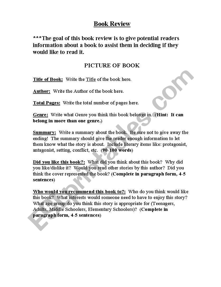 Instructions to do Book Review