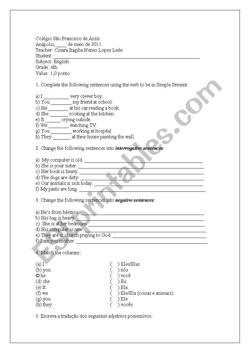 Aula de progresso worksheet