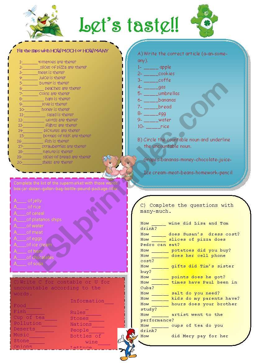 Lets taste!!  worksheet