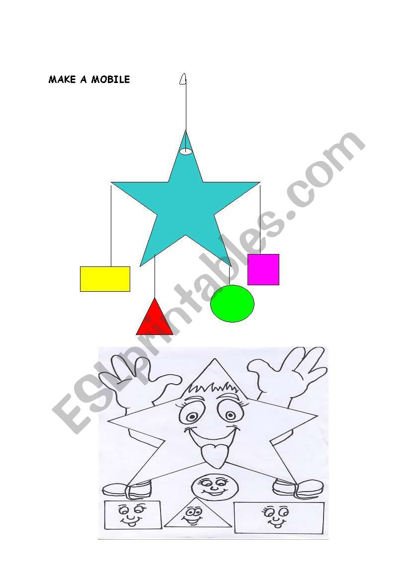 SHAPES MOBILE CRAFT (shapes,body parts,colours)