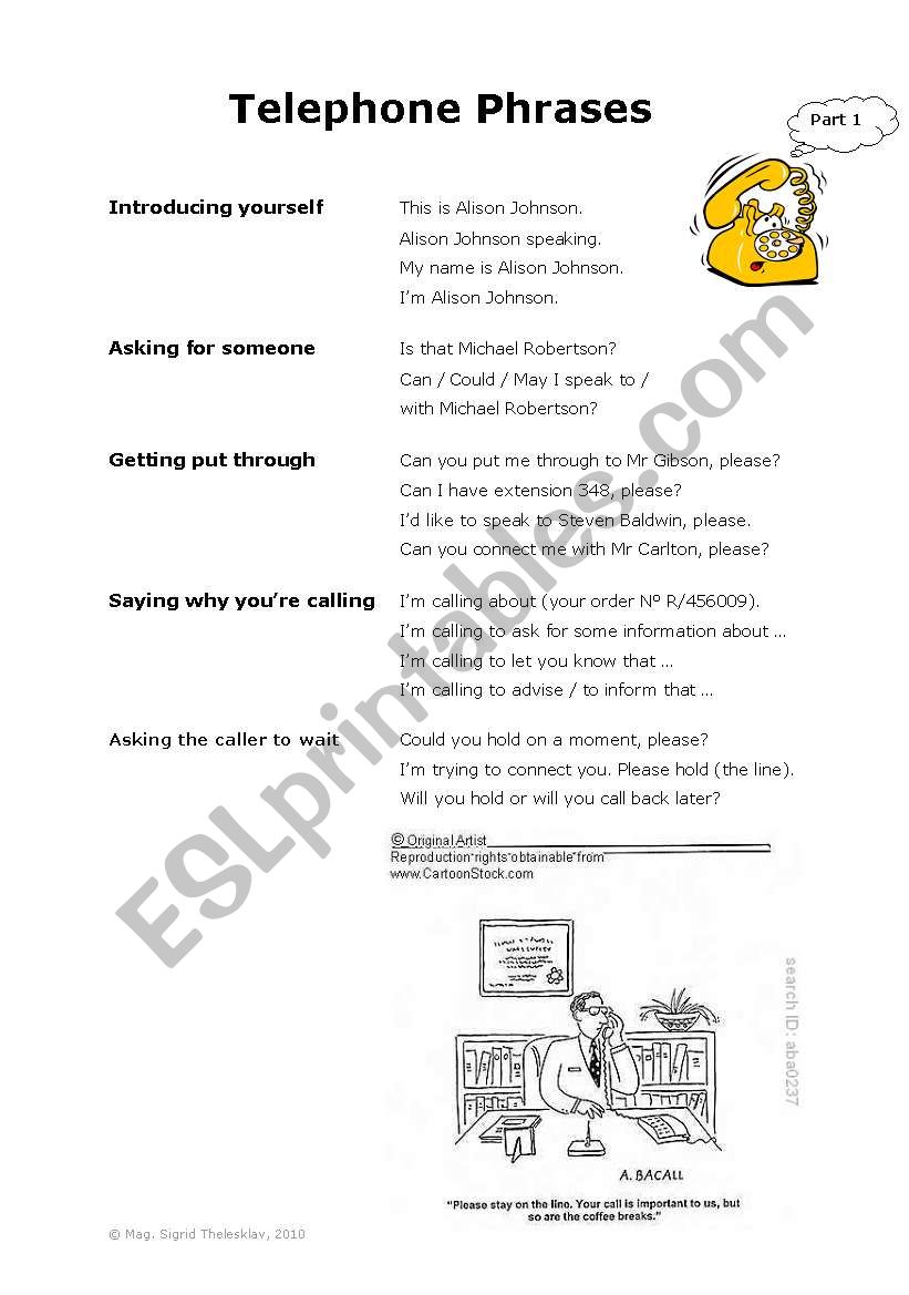 Telephone Phrases  worksheet