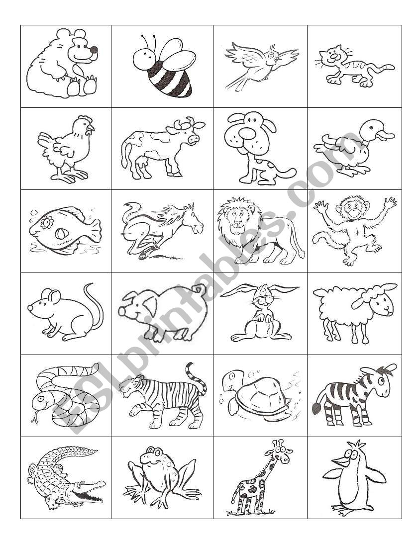 Memory Cards (animals) worksheet
