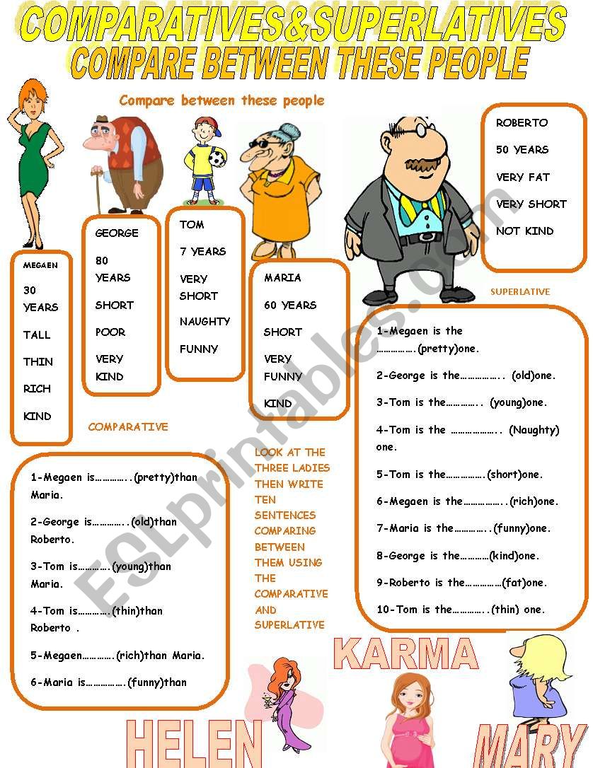 comparatives and superlatives worksheet