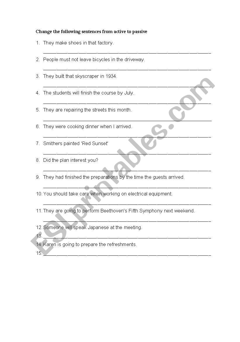 passive worksheet