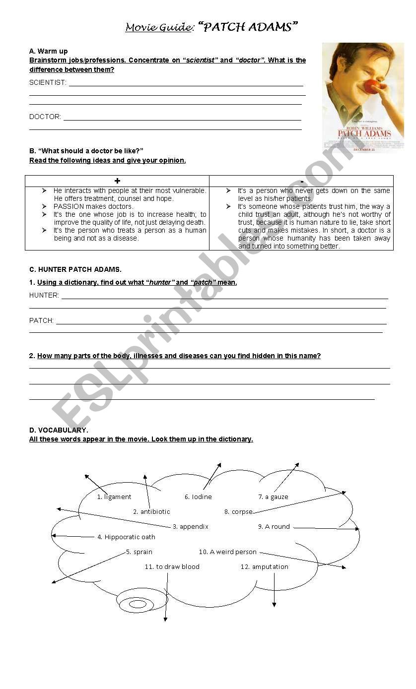 PATCH ADAMS worksheet