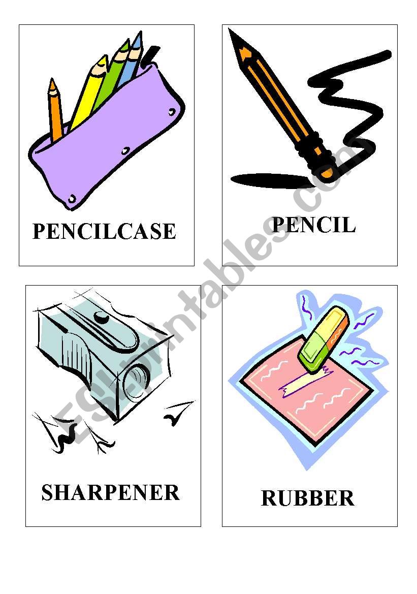 SCHOOL THINGS FLASHCARDS worksheet