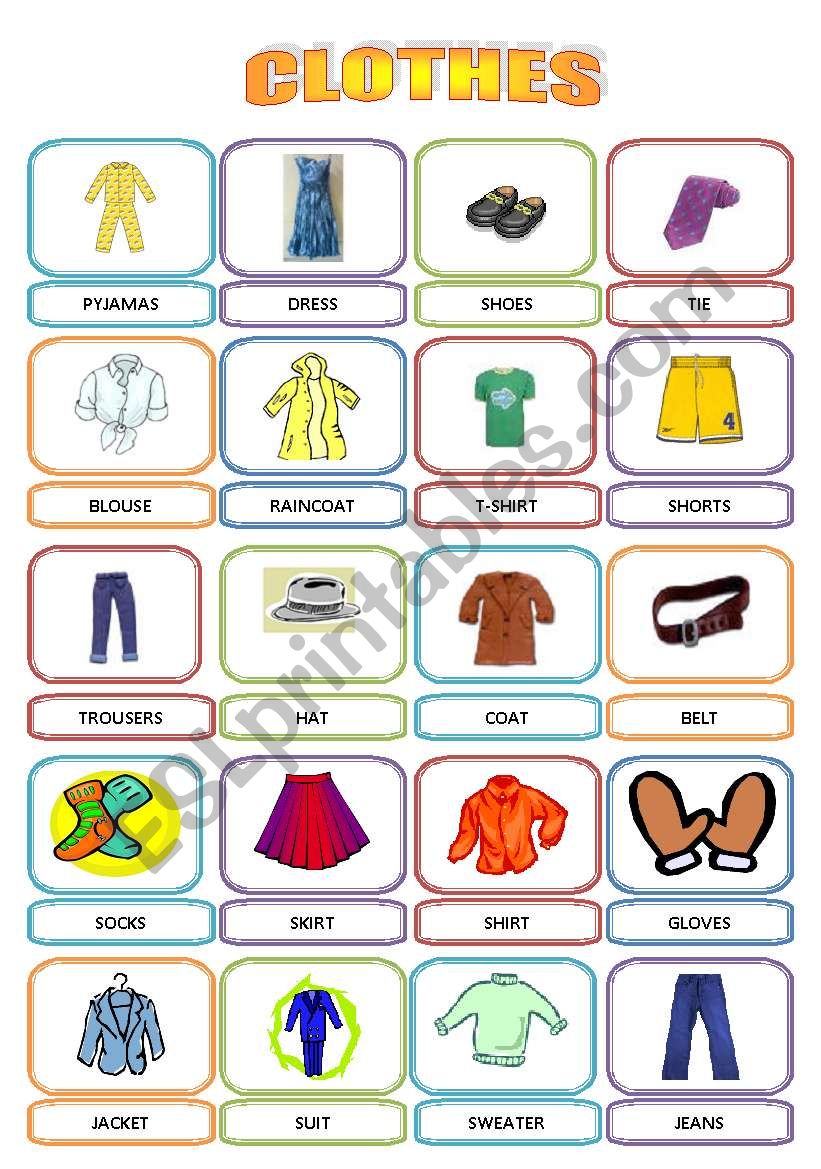 CLOTHES - PICTIONARY worksheet