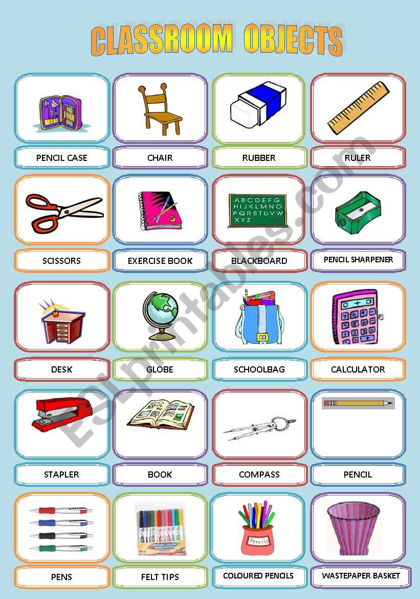 CLASSROOM OBJECTS worksheet