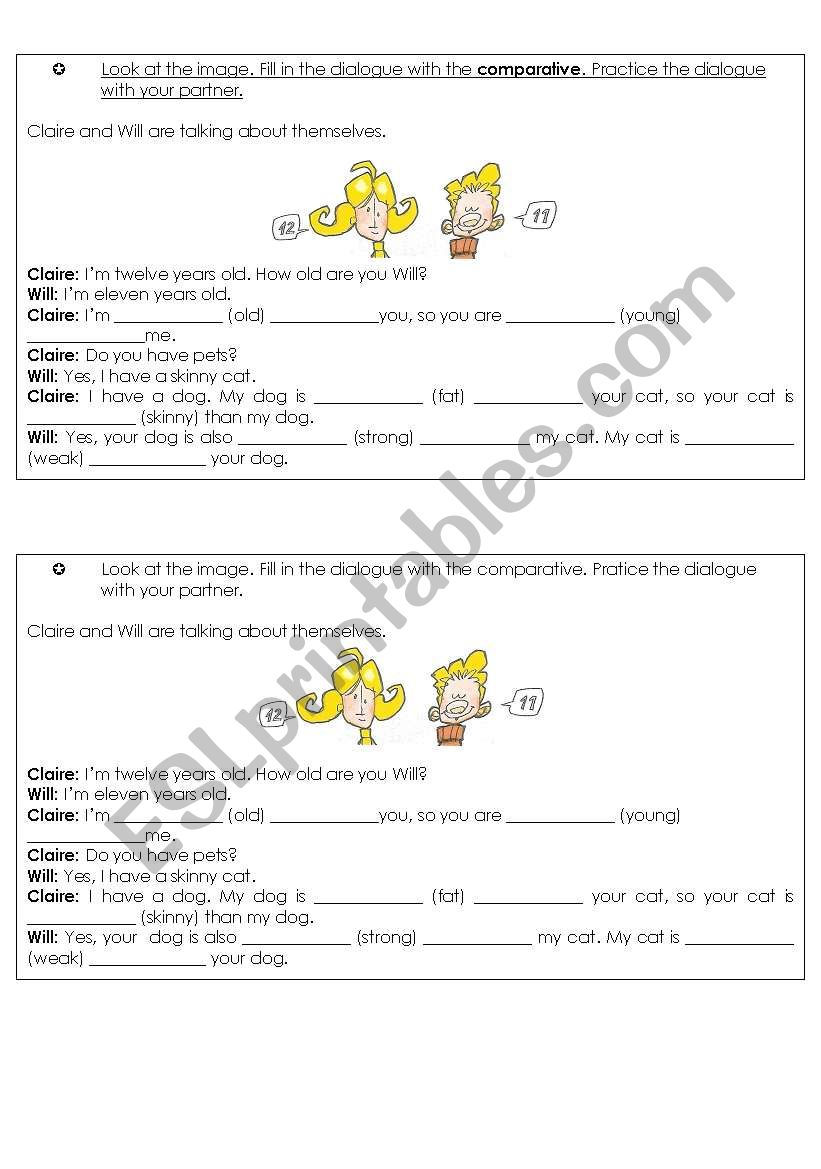 The degrees of comparison worksheet