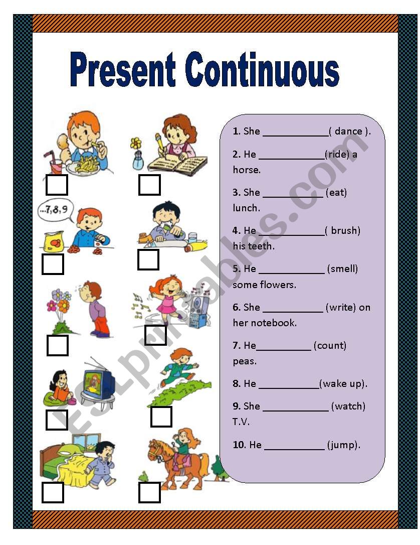 Present coninuous worksheet