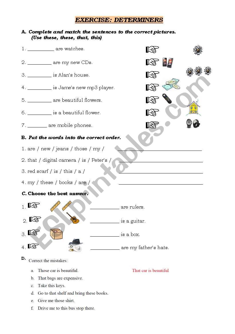 DETERMINERS worksheet