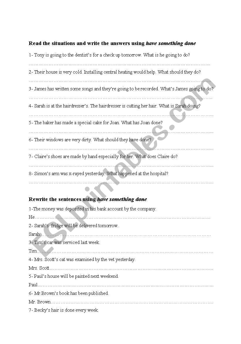 have something done worksheet