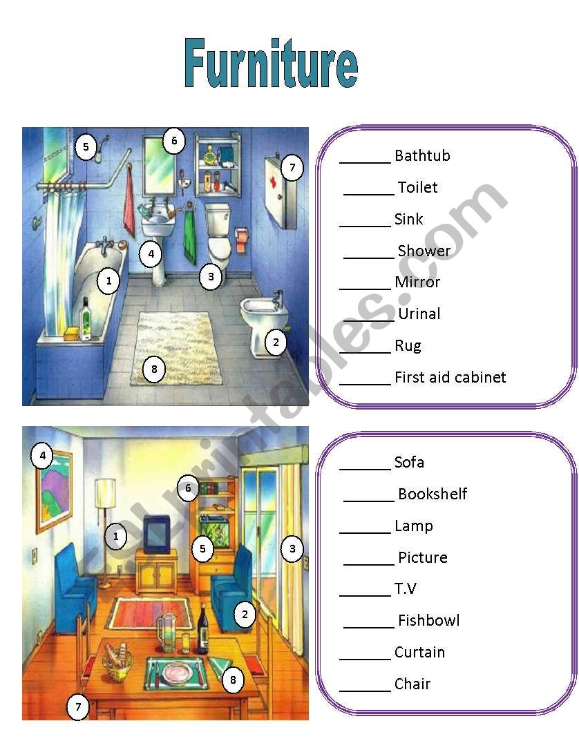 Furniture worksheet