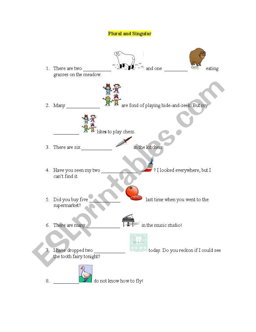 Singular/Plural worksheet