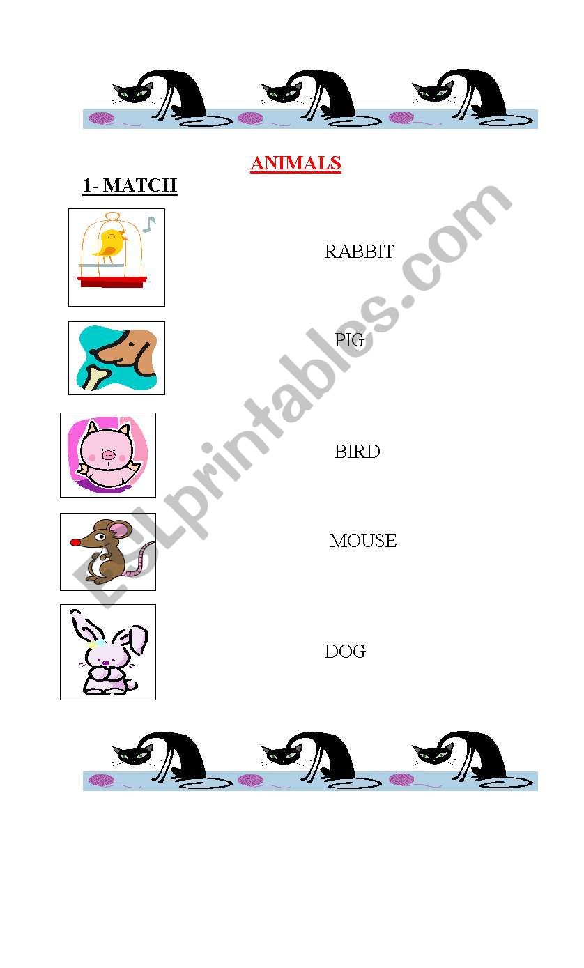 ANIMALS FUN MATCHING AND WORD SEARCH