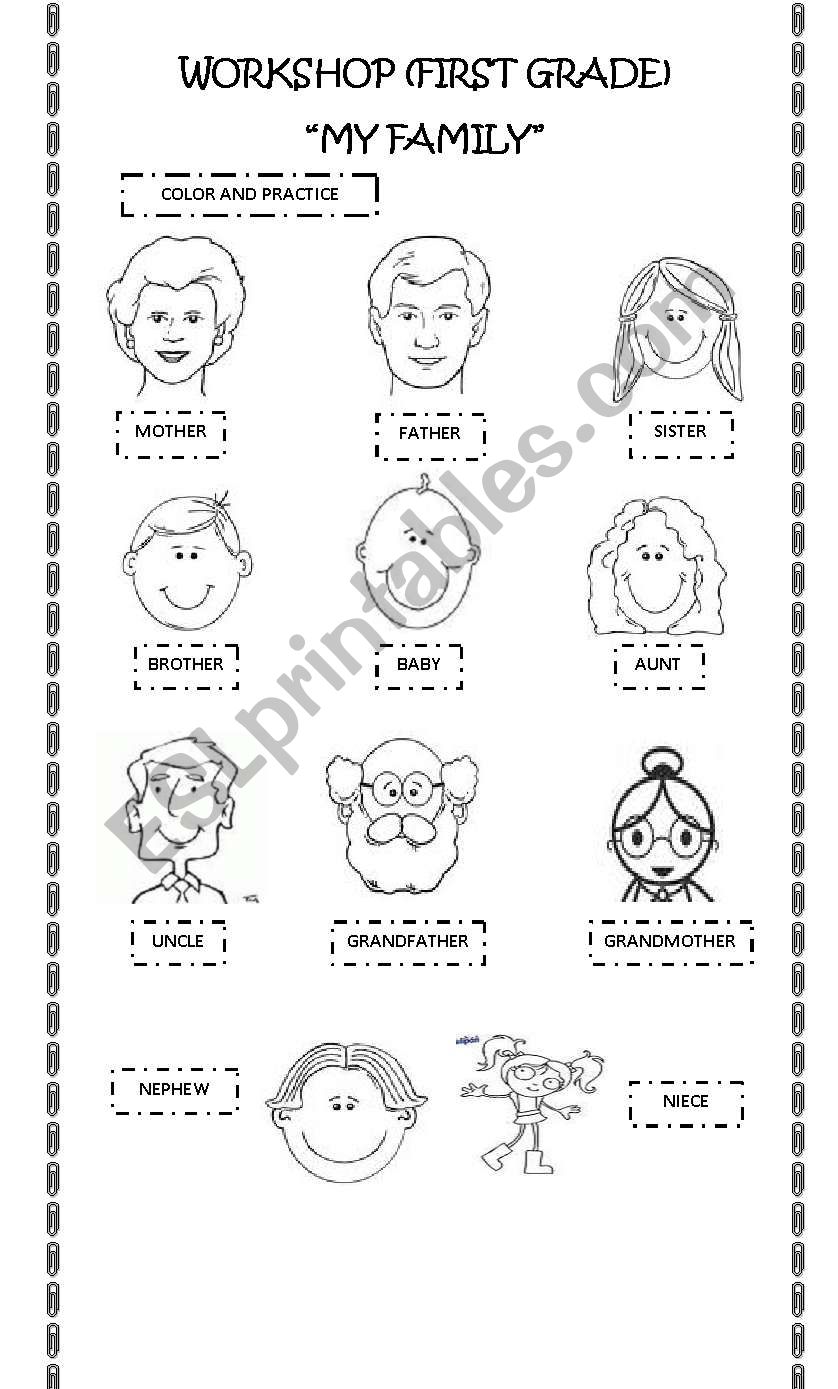 All About My Family Worksheet Printable