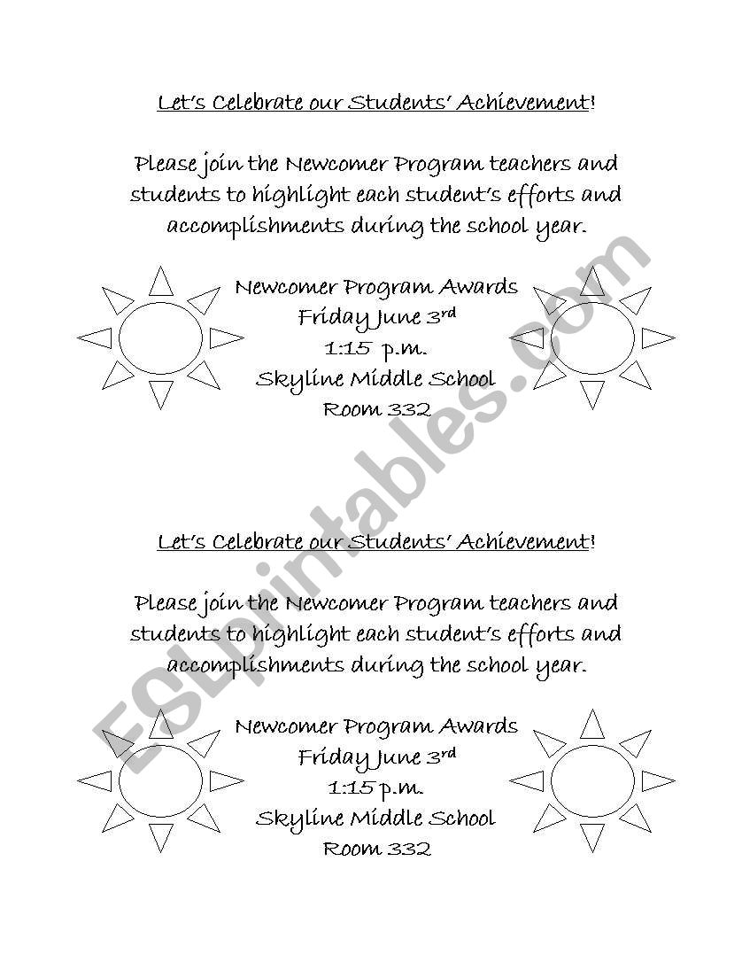 newcomer ceremony worksheet