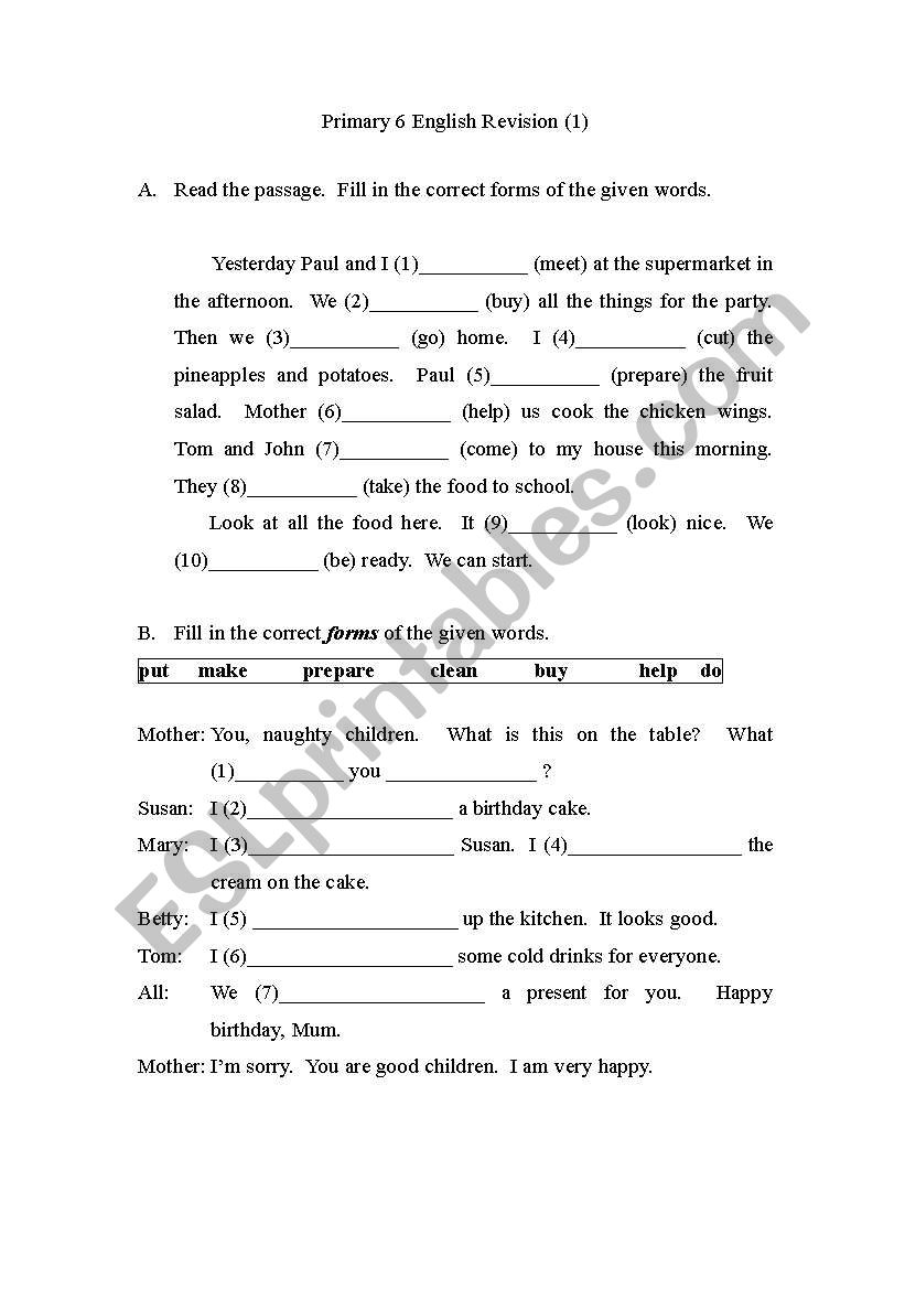 english-worksheets-primary-six-english-worksheet