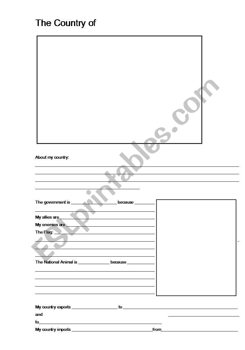 Create Your Own Country Worksheet