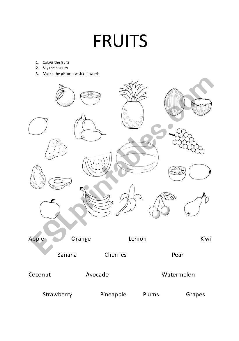 FRUITS worksheet