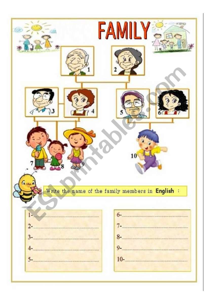 Family Members worksheet